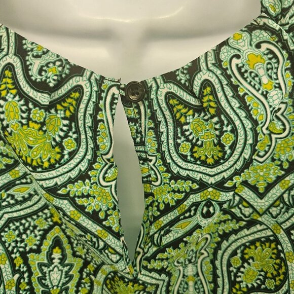 Ann Taylor Green White Boho Tank Top Festival Stripes Retro 14 - Picture 8 of 11